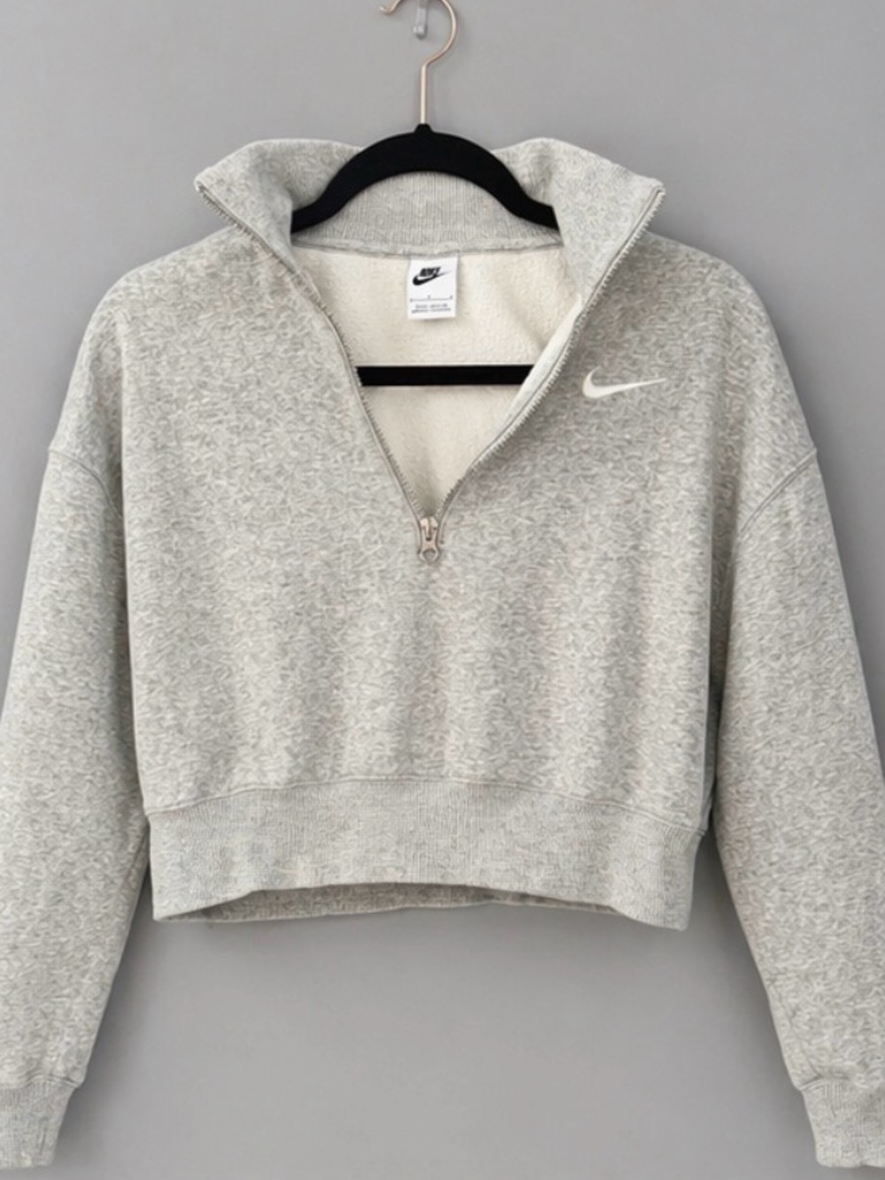 Nike Phoenix Light Gray Fleece Set | Half Zip Sweatshirt & Sweatpants S/XS